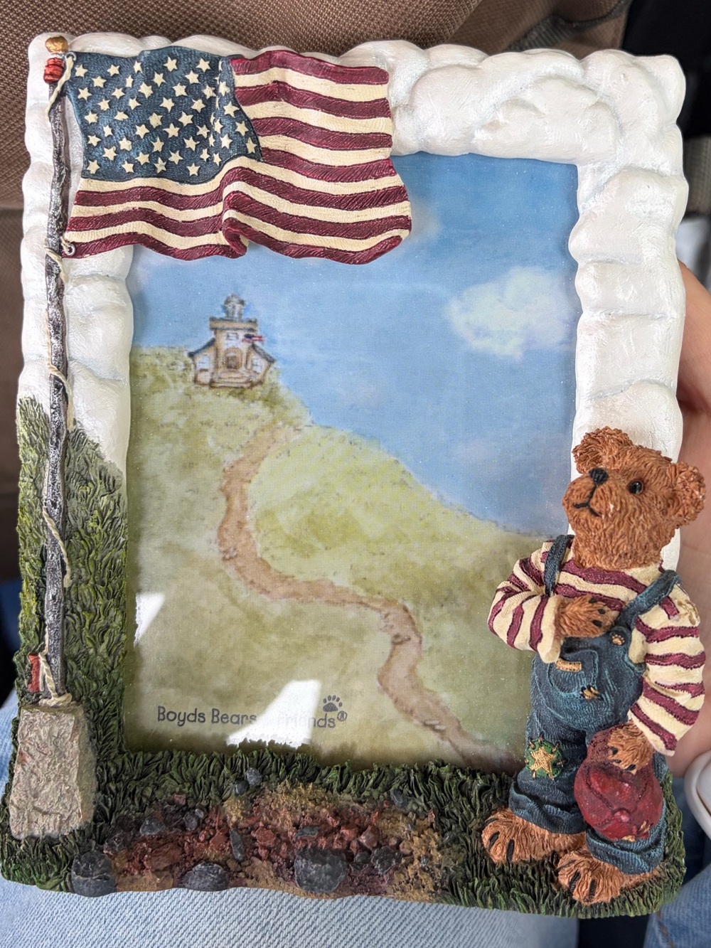 Boyds Bears Pledge Allegiance Patriotic Bear Figurine Picture Frame